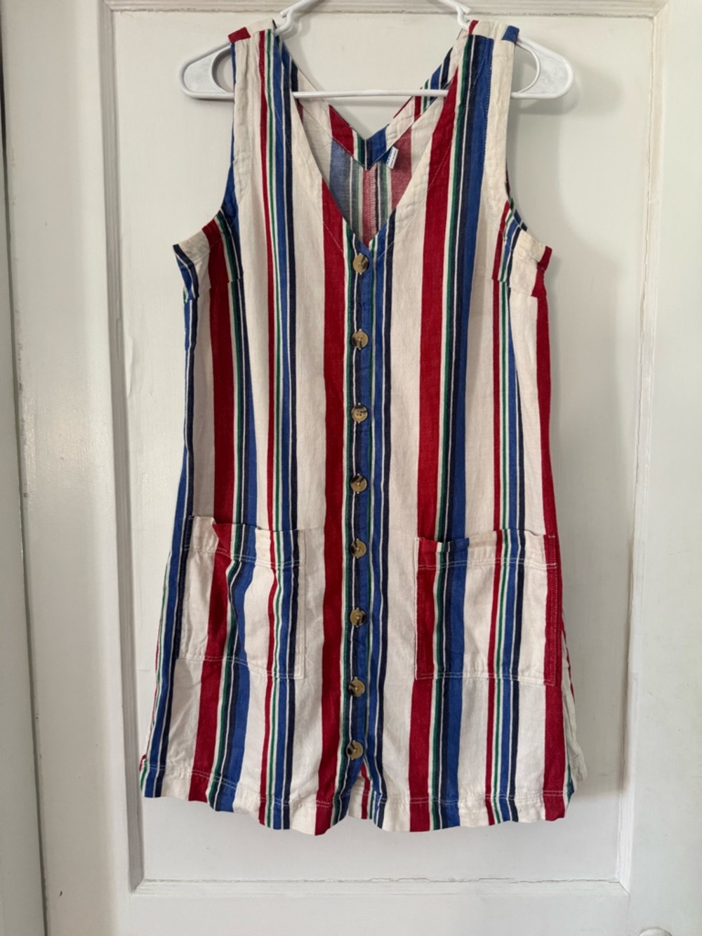 Old Navy Linen Blend Striped Button-Front Dress